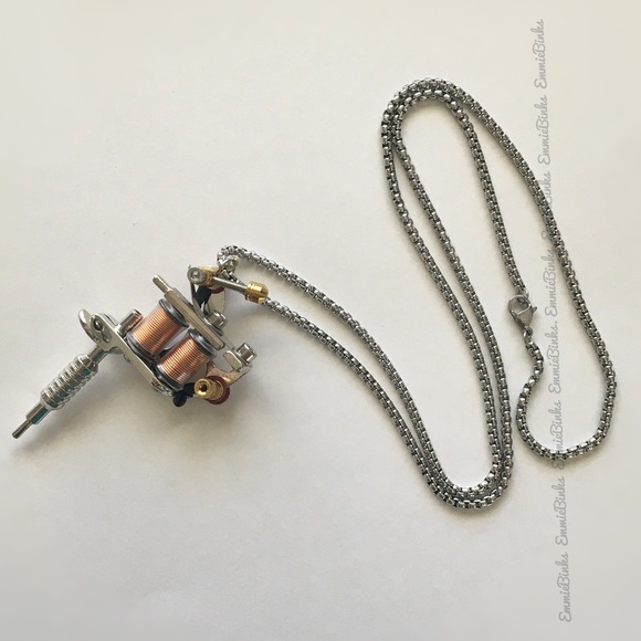 New Stainless Steel Dimensional Tattoo Machine Pendant Necklace | Tattoo Machine - Picture 4 of 15